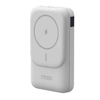 MINIQ 自帶雙線數顯磁吸無線閃充行動電源 MagSafe15W, MD-BP075-Qi, 白色