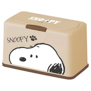 PEANUTS 史努比 50入口罩收納盒, 1個, 大臉 淺棕色
