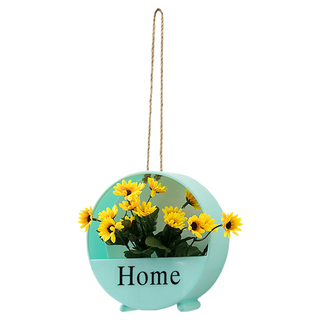 KODACHIEF 조화 인테리어 베란다 북유럽풍 벽걸이 꽃 바구니 행거 세트 20cm, 19그린플라워바구니 + 해바라기, 1개