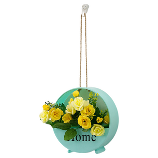 KODACHIEF 조화 인테리어 베란다 북유럽풍 벽걸이 꽃 바구니 행거 세트 20cm, 17그린플라워바구니 + 옐로우다이아몬드장미, 1개