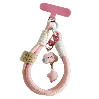 Onenough 智慧型手機掛片 雲朵啾啾鑰匙圈掛繩, 粉紅色, 1個