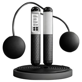 ANTIAN 負重磁控感應電子計數跳繩 無繩 + 有繩, 騎士黑, 1組