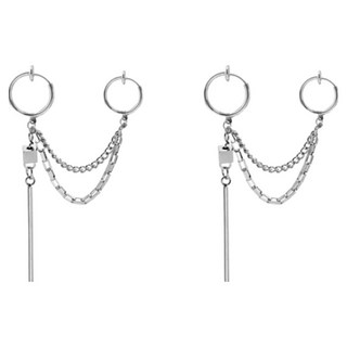 男女通用雙環線條垂墜耳骨夾耳夾