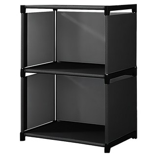 BANGJIASHI 多功能書櫃架/組合收納櫃/書櫃分層架 四橫桿加固 2格, 黑色, 3層