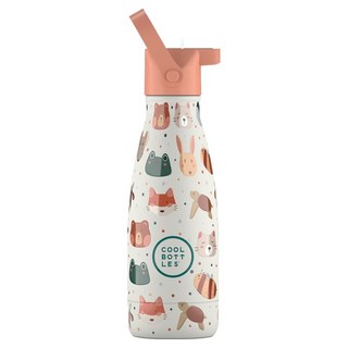 COOL BOTTLES 雙層不鏽鋼真空保溫杯, 1個, 260ml, 寵物大集合 白色