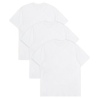 BASE ALPHA ESSENTIALS 男女通用透氣30支圓領短袖T恤 3件, 白色