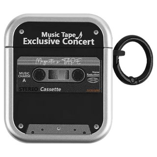 Koios AirPods 4 黑色復古霧透磁帶造型耳機殼, 1個, 黑色