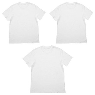 BASE ALPHA ESSENTIALS 男女通用透氣30支圓領短袖T恤 3件, 白色