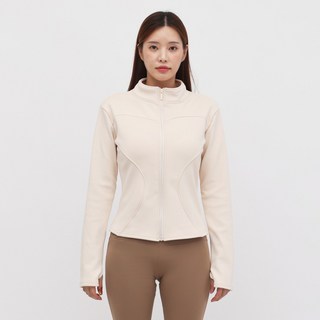 Elsso 女性瑜珈皮拉提斯刷毛絨面修身拉鍊外套