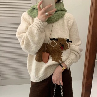 MEICHEL 女性幸運草圓領毛絨針織毛衣 11951