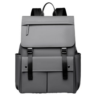 Cashrich 翻蓋大容量學生商務筆電後揹包, 灰色