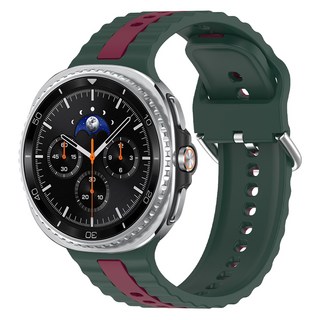 SPACE SHIELD Galaxy Watch 兼容雙色扣環矽膠錶帶, 深綠酒紅色, 1個