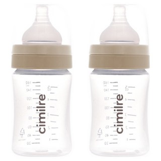 시밀레 클래식 와이드형 PP 젖병, 아이보리, 160ml, 2개