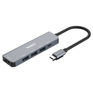 모비큐 5포트 C타입 4K HDMI USB 5G 100W PD 충전 멀티 허브, 1개, EM-50P