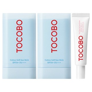TOCOBO 棉柔防曬棒 SPF50+ PA++++ 19g x 2入 + 維他命提亮防曬霜 10ml 套組, 1套