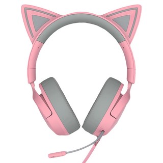 RAZER 雷蛇 北海巨妖 Kitty V3X 耳罩式耳機, 粉晶色, RZ04-05350100-R3M1