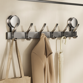 FROM PAPA 吸盤式門後掛鉤 升級版上下排掛鉤 吸盤型 6入, 槍灰色, 1個