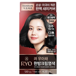 려 우아채 영양 새치염색약, 2N 동안블랙, 1개