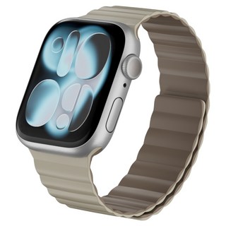 MAGEASY Skin Duo 雙面親膚磁吸矽膠防水錶帶, 星光白 + 摩卡棕, 1個