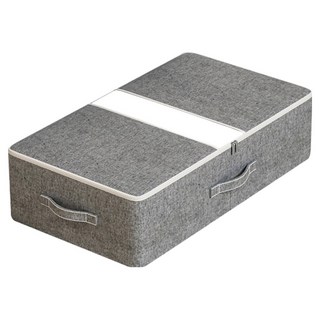 Kyhome 布藝折疊床底可視窗衣物收納箱, 灰色, 1個