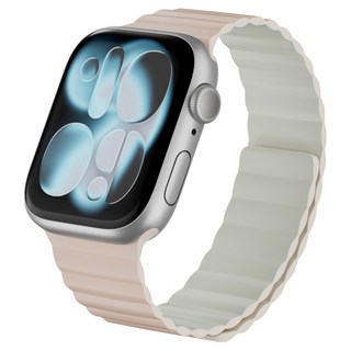 MAGEASY Skin Duo 雙面親膚磁吸矽膠防水錶帶, 貝殼粉 + 雲朵白, 1個