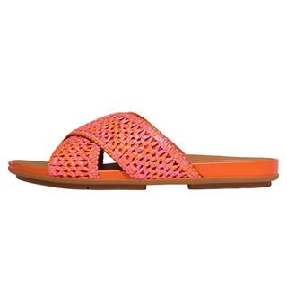 fitflop 女款 Gracie 編織 Gross 拖鞋, Satsuma/Pinkperfect Mix, 235