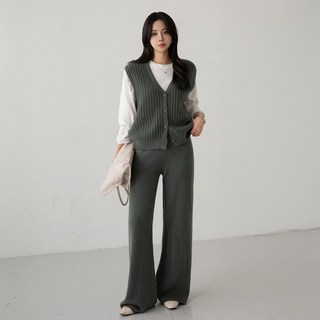 Pippin 女款羅紋針織背心 闊腿褲 96402