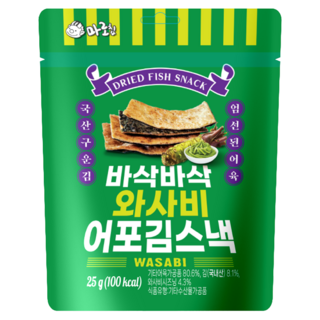 韓味不二 烤魚餅海苔脆片 山葵口味, 25g, 1個