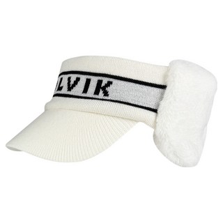 볼빅 여성용 니트 귀달이 바이저 겨울 방한 골프모자, 화이트, 1개