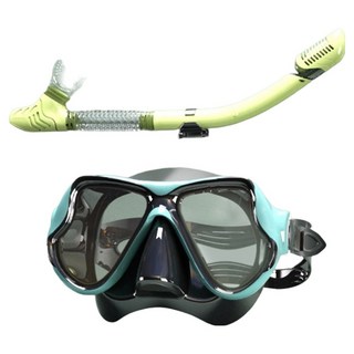 BeOK 潛水鏡 浮潛游泳面罩 + 呼吸管, 綠色 + 黑色