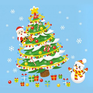QLZHS 聖誕裝飾靜電玻璃貼, 聖誕樹