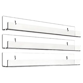 相框公仔美甲LP唱片展示 免鑽孔壓克力壁掛架 3入, 1層, 透明