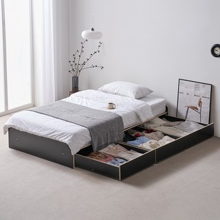 서울 소호 존 수납 무헤드 침대프레임 단품 방문설치, 블랙