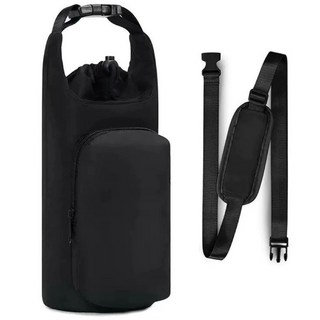 bebehome 居家生活 兩用設計可背可提輕量雙層保溫保冰水壺袋, 經典黑, 1個