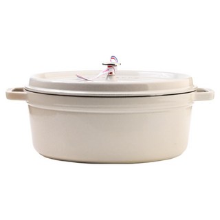 staub 橢圓形法式燉鍋 33 x 40 x 17.3 cm 6.7L, 白松露, 1個, 40cm