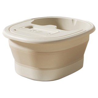 YUNMI 可折疊帶蓋泡腳水桶/足底按摩足浴桶/家用洗腳盆, 米色, 1個
