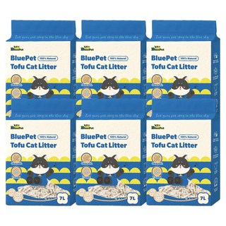 블루펫 가는입자 고양이 두부모래 1.5mm, 2.7kg, 6개, 무향