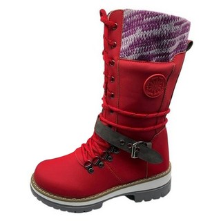 Papermints 女款皮帶針織中長筒雪靴 10352