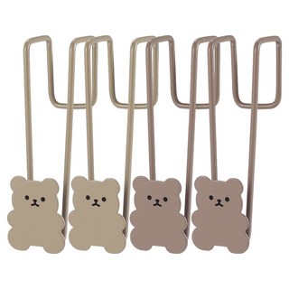 MONACO OLIVE 小熊門後掛鉤 2款 x 2入組, 米色, 粉紅色, 1套