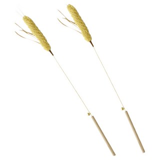 둥둥펫 고양이 호기심유발 밀이삭 롱스틱 낚시대 장난감, 혼합색상, 2개