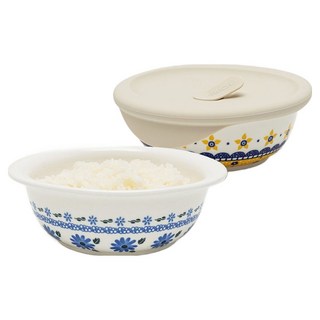 PRACA 波蘭風格陶瓷冷凍飯容器2件組, 1套, 容器 藍花 350ml + 寶巾花 350ml