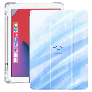 Cashrich 附筆槽 3折 智慧型 iPad 保護殼, 藍色, 1個