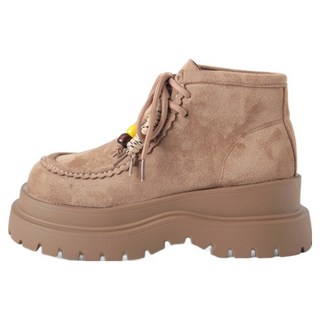 女款人造麂皮厚底中跟軍靴 HLBN16001