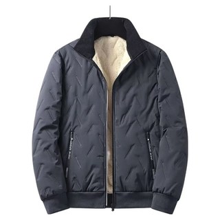 MarketA 男款線條刷毛保暖拉鍊外套