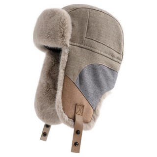 Parajuni 撞色保暖運動護耳帽 HJ0971, 米色, 1個