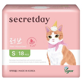 secretday 韓國原裝進口 NEW Love 超強吸收衛生棉 蝶翼型, S, 18片, 1包