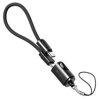 티엑스온 휴대용 고리형 C타입-C타입 키링 손목 스트랩 충전 숏케이블, 1개, 블랙, 30cm