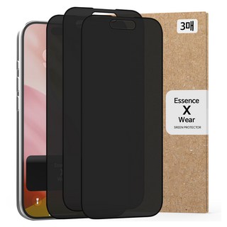 Essence Wear 360度防窺防指紋鋼化玻璃螢幕保護貼3片組, 1套