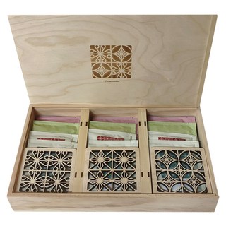 carpenter 木匠兄妹 窗花禮盒 茶 + 咖啡組合, 1套, 清悠金萱烏龍 3個 + 梨山美人紅茶 3個 + 咖啡濾掛包 6個 + 窗花杯墊 3個