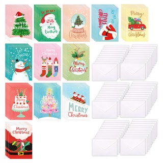 Maumdama 聖誕快樂明信片 60入 + 信封 60入, 混合顏色, 1套
